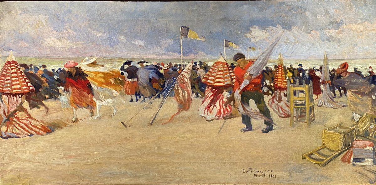 Pietro De Francisco, Colpo di vento nella spiaggia di Deauville, 1921