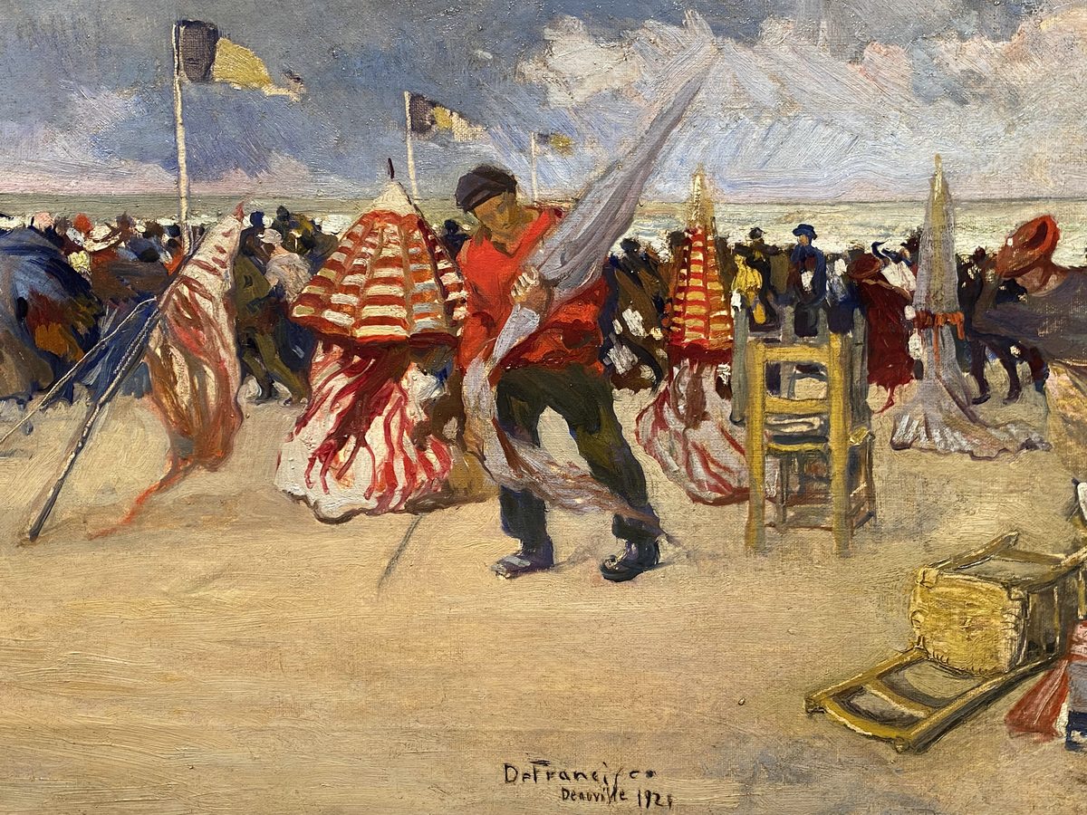 Pietro De Francisco, Colpo di vento nella spiaggia di Deauville, dettaglio